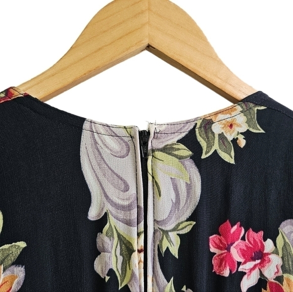 80s Vintage Karen Alexander floral black maxi dress size 12 - Picture 5 of 12